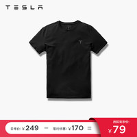 特斯拉（Tesla） 男士短袖T恤宽松休闲男装圆领运动纯棉制造舒适合体 黑色 S码