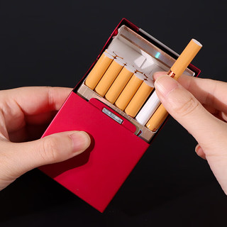 TaTanice 烟盒20支装 全铝合金整包烟软硬通用防潮抗压烟套个性红色