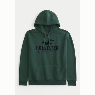 HOLLISTER秋冬百搭美式经典连帽套头卫衣 男装女装 354463-1 深绿色 M (180/100A)