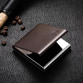 VANLEMN丹麦高档烟盒10支装超薄男士个性创意烟盒防潮便携密封不锈钢烟盒 棕色