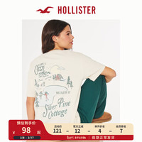 HOLLISTER 24春夏宽松银色松木小屋图案短袖T恤 女 355798-1 奶油色 XXS