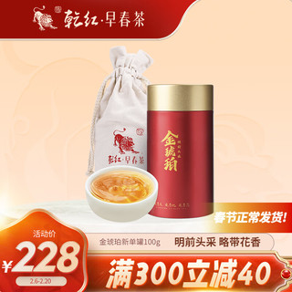 乾红 宜兴红茶小种茶叶 明前金琥珀系列 独芽品质略带花香罐装100g非金骏眉