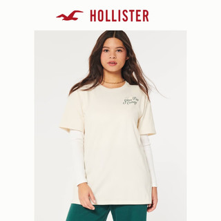 HOLLISTER24春夏宽松银色松木小屋图案短袖T恤 女 355798-1 奶油色 S