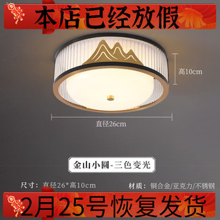 忆往昔新中式过道灯吸顶灯禅意LED铜灯现代玄关创意走廊阳台灯入户装饰 5006金山/直径26cm