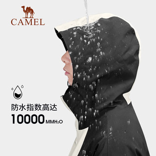 CAMEL 骆驼 熊猫系列三防冲锋衣女防风防水防油污三合一拼色外套 AA1226a5452 幻影黑/暖白男 XL