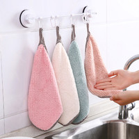 嘉嘉爱 可挂式珊瑚绒擦手巾厨房用品不沾油清洁巾不易掉毛吸水抹布洗碗布