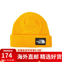 the North Face TNF北面美版LOGO男女保暖毛线帽SALTY BEANIE 56P-金色 One size