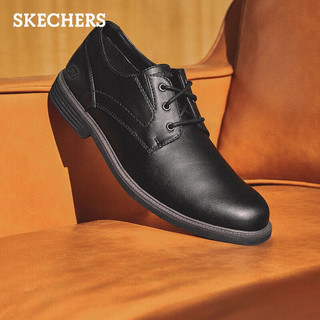 斯凯奇（SKECHERS）斯凯奇 男鞋商务休闲皮鞋绑带德比鞋 66438 BBK全黑色 44 
