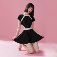 黛岱泳衣女夏2023保守小胸聚拢遮肚显瘦连体裙式海边温泉泳装 2029裙式短袖 XL(身高162-168cm，115-128斤)