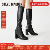 史蒂夫·马登 STEVE MADDEN/思美登时装高跟高筒靴长靴女 LEAH 黑色 34