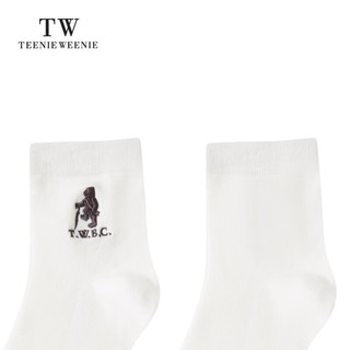 Teenie Weenie Men小熊男装冬季简约美式刺绣中筒袜男士袜子 白色 FRE