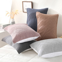 莎舍 纯棉纱布日式枕巾全棉格子男女学生单人枕头巾一对装加厚家用