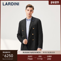 LARDINI意大利西装羊毛桑蚕外套男春商务休闲布雷泽单西服上衣 黑藏青色 46