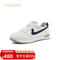 HARSON 哈森 2024年时尚百搭小白鞋圆头厚底增高女鞋通勤运动休闲鞋HWC240110 米蓝色 39