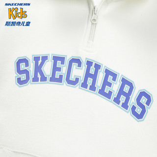 Skechers斯凯奇童装时尚春秋休闲针织套装男女运动卫衣长裤两件套L124K040 雪白色/00QF 160cm