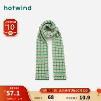 热风2024年冬季女士时尚格子短围巾 07绿色 F