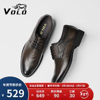 VOLO犀牛男鞋商务正装西装皮鞋男士舒适透气软底德比皮鞋 卡其 42 