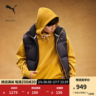 PUMA 彪马 男女同款灯芯绒拼接夹棉马甲背心MMQ PUFF PADDED623047 炭黑色-13 S(170/92A)