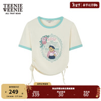 TEENIE WEENIE 小熊女装2024春装设计感短袖T恤短款上衣辣妹装 绿色 160/S