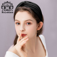 Royal sasa舒适面料韩国柔软纯色亚光质感软糯发箍发卡交叉简约发饰头箍头饰 黑色