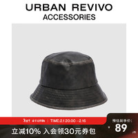 URBAN REVIVO冬女士时尚时髦复古擦色渔夫帽UAWA30254 深咖棕 F