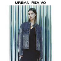 URBAN REVIVO UR2024春季女装休闲渐变复古水洗立领牛仔外套UWJ840016 蓝色 XS