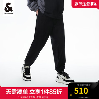 杰克·琼斯（JACK&JONES）春季潮流舒适抽绳松紧腰头宽松束脚裤休闲卫裤男装22411D062 E40黑色 170/76A/SR