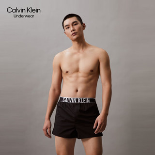 Calvin Klein内衣【风暴引力带】24春夏男士醒目提花舒适宽松平角内裤NM2573 UB1-墨夜黑 L