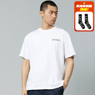 dickies24春夏 男女同款背后印花宽松圆领短袖T恤DK012926 白色 L