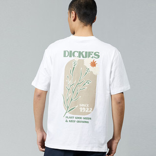 dickies商场同款24春夏新品 男女同款背后印花宽松圆领短袖T恤DK012926 白色 L