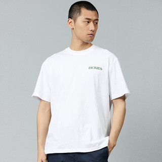 dickies24春夏 男女同款背后印花宽松圆领短袖T恤DK012926 白色 L