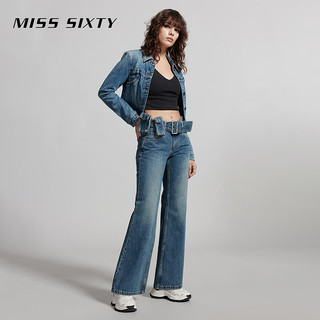 MISS SIXTY2024春季牛仔外套女复古灰蓝设计感休闲短款小个子 灰蓝 S