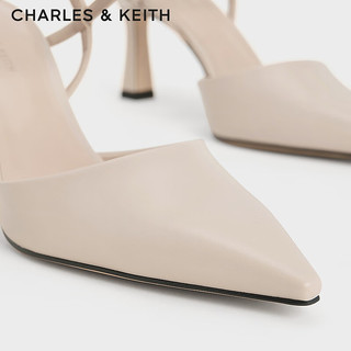 CHARLES&KEITH24春季法式复古尖头高跟凉鞋女CK1-60361501 Nude肉色 34