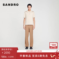 SANDRO2024早春男装法式简约POLO领针织T恤衫上衣SHPTR00344 G177/浅褐色 S