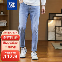 唐狮 TONLION男口袋绣花有弹修身小脚牛仔长裤TB 浅牛仔蓝 28