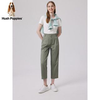 Hush Puppies暇步士女装2024春简约百搭通勤锥形裤休闲裤子 175橄榄绿 M