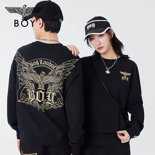 BOY LONDON24春夏款机械金鹰图腾印花朋克黑金潮流卫衣 N03009 黑色 L