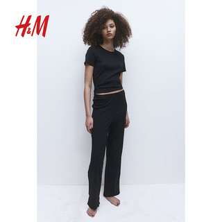 H&M2024春季女装罗纹睡衣和睡裤1150109 黑色 155/80A (XS)