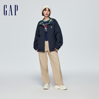 Gap 盖璞 男装春季2024LOGO撞色半高领棒球服夹克877536时尚外套 藏蓝色 170/92A(M)亚洲尺码