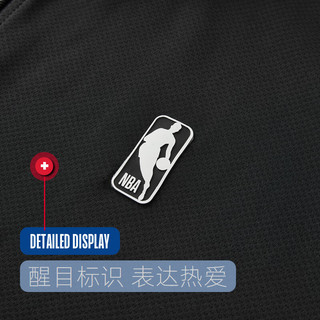 NBA球队文化系列 联盟梭织字母织带休闲运动拉链外套 腾讯体育 黑色 XL