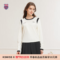 盖世威（K·SWISS）T恤女24年春季套头长袖运动T恤女百搭修身显瘦上衣199940 115芡实白 XL
