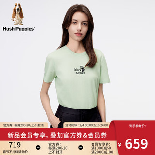 Hush Puppies暇步士女装2024春季天丝混纺简约垂坠感抑菌T恤 125薄荷绿 S