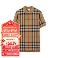 博柏利（BURBERRY）男士典藏米色纯棉格纹短袖Pol 衫 典藏米色 XXXL