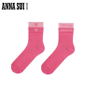 ANNA SUI 运动瑜伽袜拼接撞色中筒袜