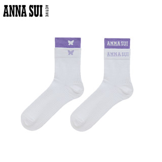 ANNA SUI 运动瑜伽袜拼接撞色中筒袜