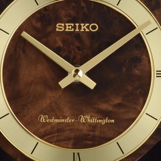 SEIKO日本精工时钟实木台钟欧式音乐整点刻点报时夜间自动停止钟摆座钟 QXQ033B深棕色