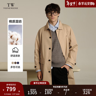 Teenie Weenie Men小熊男装2024春季简约风衣男时尚休闲外套长款 卡其色 185/2XL