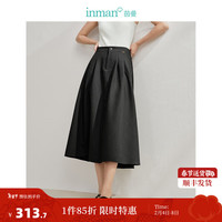 茵曼（INMAN）通勤高腰半身裙2024春季女装休闲显瘦遮胯百搭中长款伞裙 黑碳灰 S