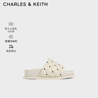 CHARLES&KEITH24春季CK1-70381026爱心外穿厚底一字拖 粉白色Chalk 35