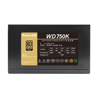 航嘉（Huntkey）WD750K金牌750W电源（80PLUS金牌/单路62.5A/原生PCIe5.0/全电压/LLC+SR+DC-DC/智能温控）